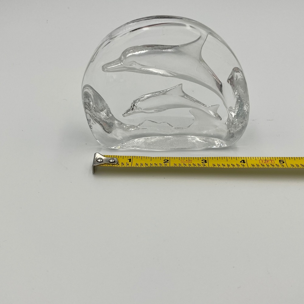 Clear Art Glass Dolphin Sculpture Figurine Paperweight Ocean Coastal Decor‎ - Picture 3 of 6